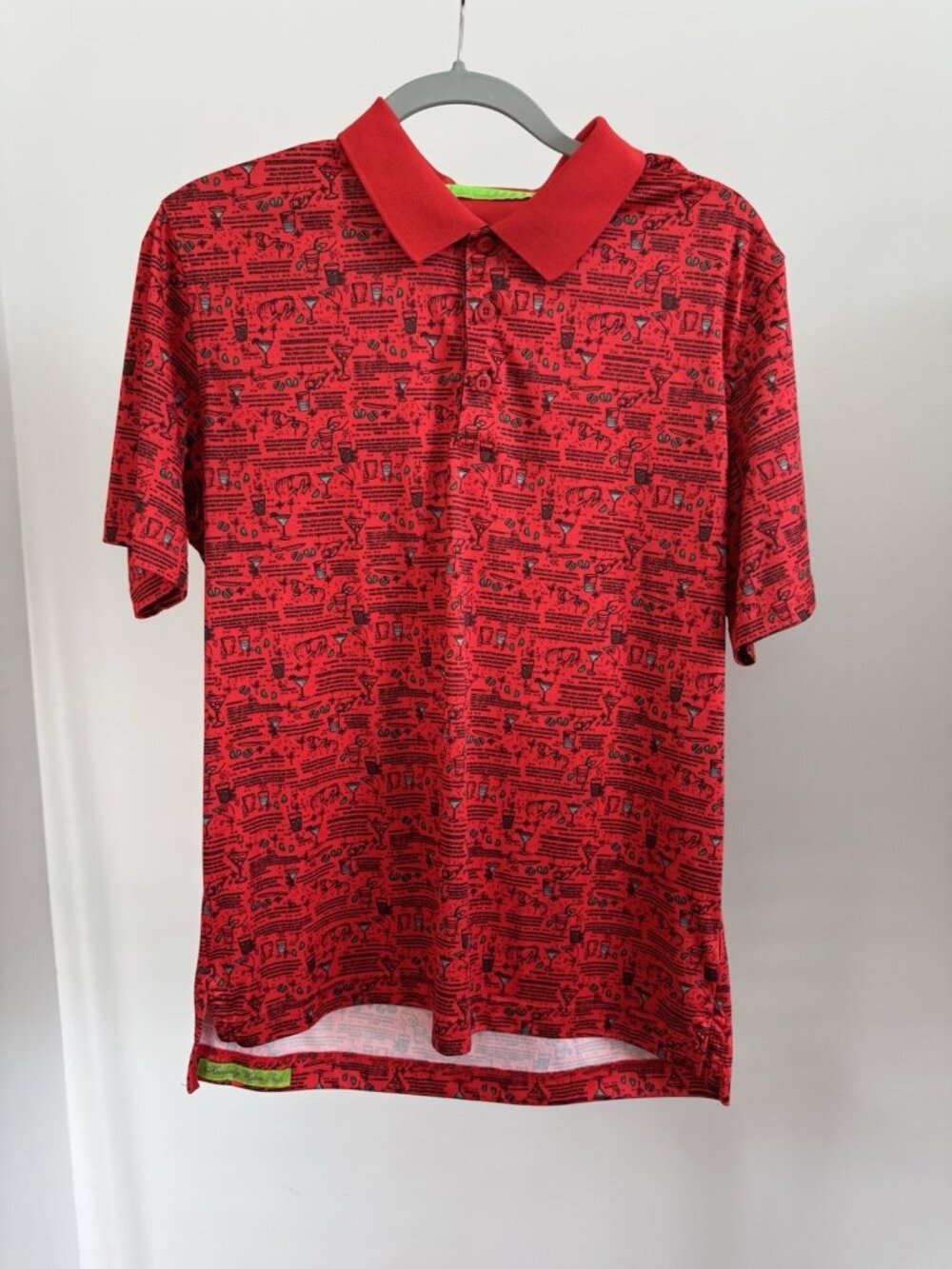 Robert Graham Golf Polo Men's Medium Red Cocktail Print Performance